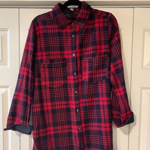 Red and blue flannel tunic